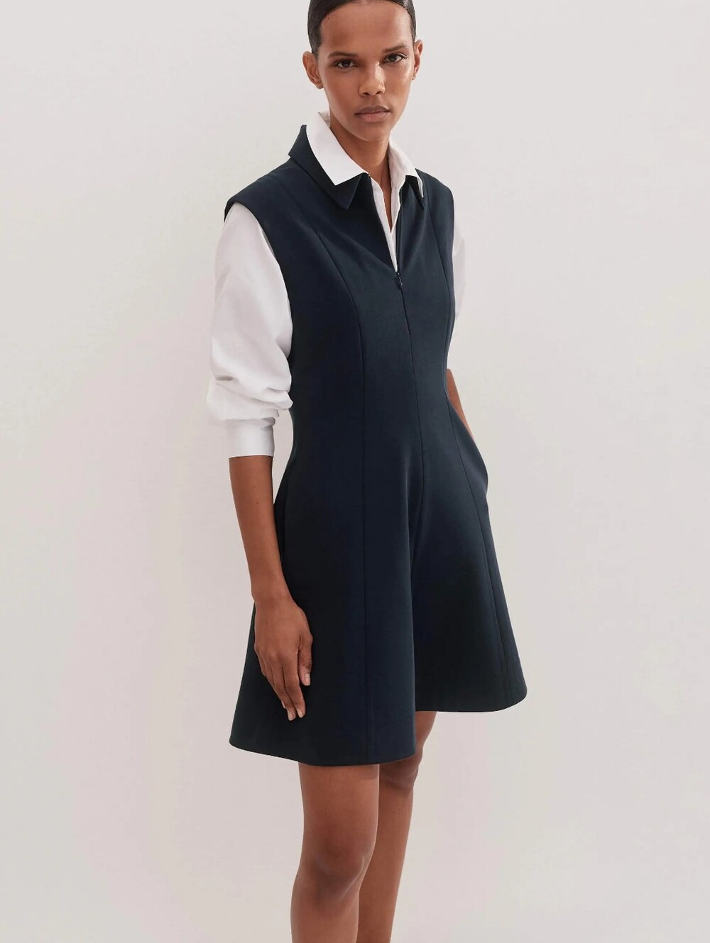 ME+EM Travel Tailoring Ponte Jersey Short Dress Navy Blue US 4 UK 8 Shift Work